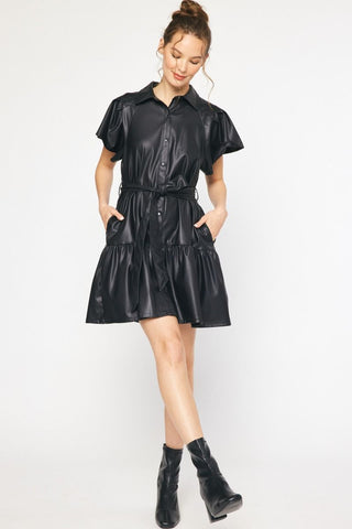 Black Faux Mini Dress