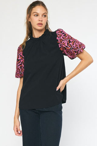 Black Mock Neck Top