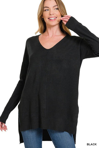 Black Hi-Low Hem Sweater