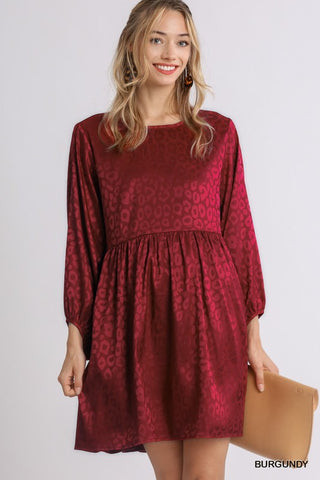 Burgundy Animal Jacquard Dress