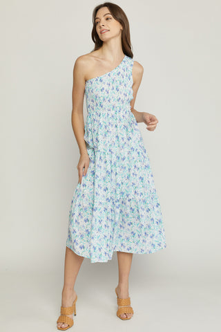 Blue Floral Midi Dress