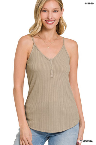 Light Mocha Ribbed Cami Top