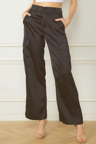 Black Wide Leg Cargo Pants