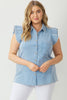 Light Blue Ruffle Sleeve Top