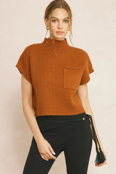 Copper Knitted Mock Top
