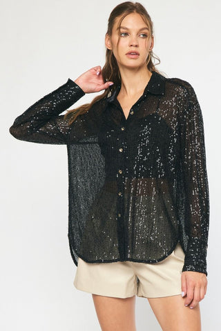 Black Sequin Top