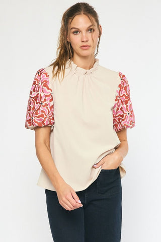 Natural Mock Neck Top