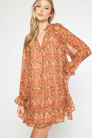 Rust LS Mini Dress