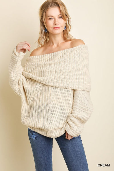 Cream Foldover Sweater