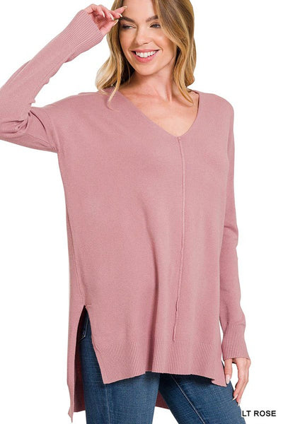 Light Rose Hi-Low Sweater