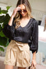 Black Satin Jacquard Blouse