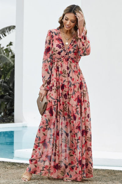 Red Floral Maxi Dress