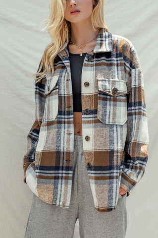 Blue Oversized Flannel Top