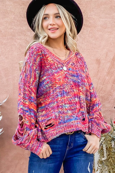 Multi Color Knit Sweater Top