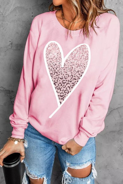 Pink Heart Print Top