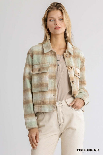 Pistachio Mix Brushed Twill Plaid Jacket