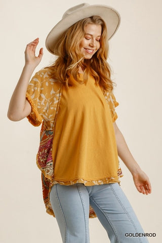 Goldenrod Frayed Hem Top