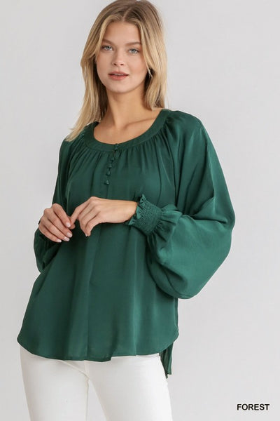 Forest Washed Satin Top