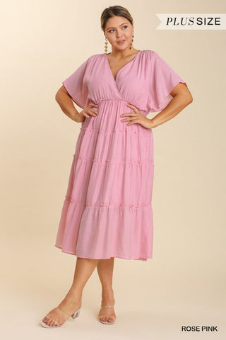 Rose Pink Tiered Maxi Dress