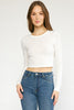 White LS Crop Top