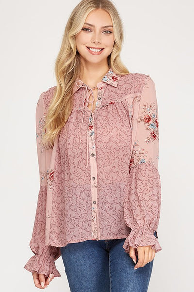 Misty Pink Button Down Blouse