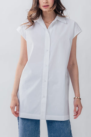 White SS Button Up Top