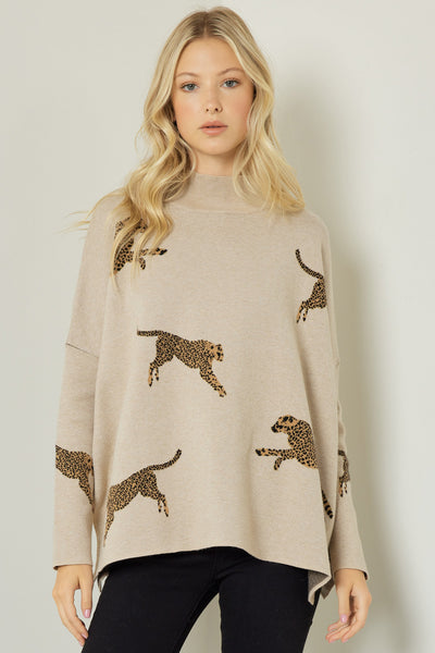 Oatmeal Cheetah Print Sweater