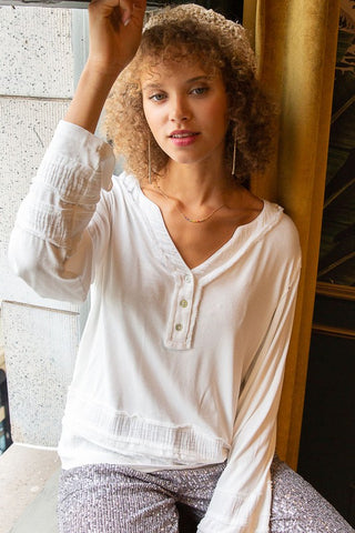 Ivory V-Neck Rib Top